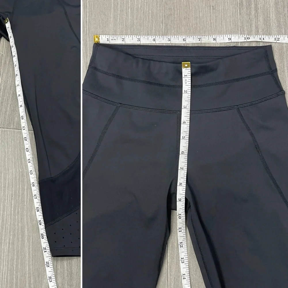 ATHLETA Laser Mesh Sonar Capri Leggings Black Compression Fit 347961 Size XS